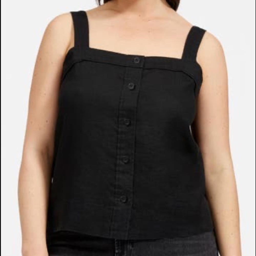 Everlane Black Linen Picnic Top